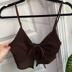 NWT Tie Front Crochet Top